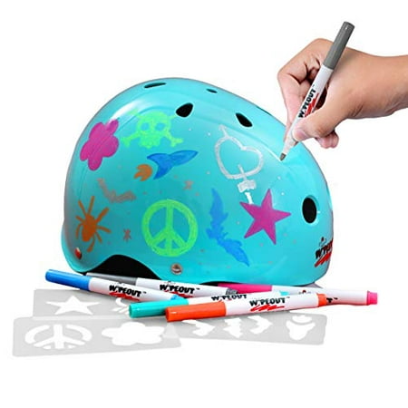 Skate Teal Blue Wipeout Dry Erase Kids’ Bike Ages 8+ and Scooter Helmet